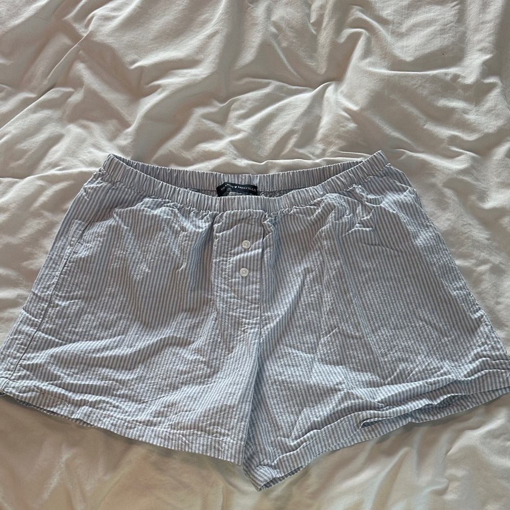 Brandy Melville Blue and White Striped Shorts